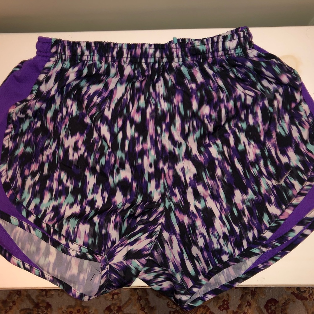 DRI-FIT Colorful White, Purple, and Blue Nike Shorts - Size Small
